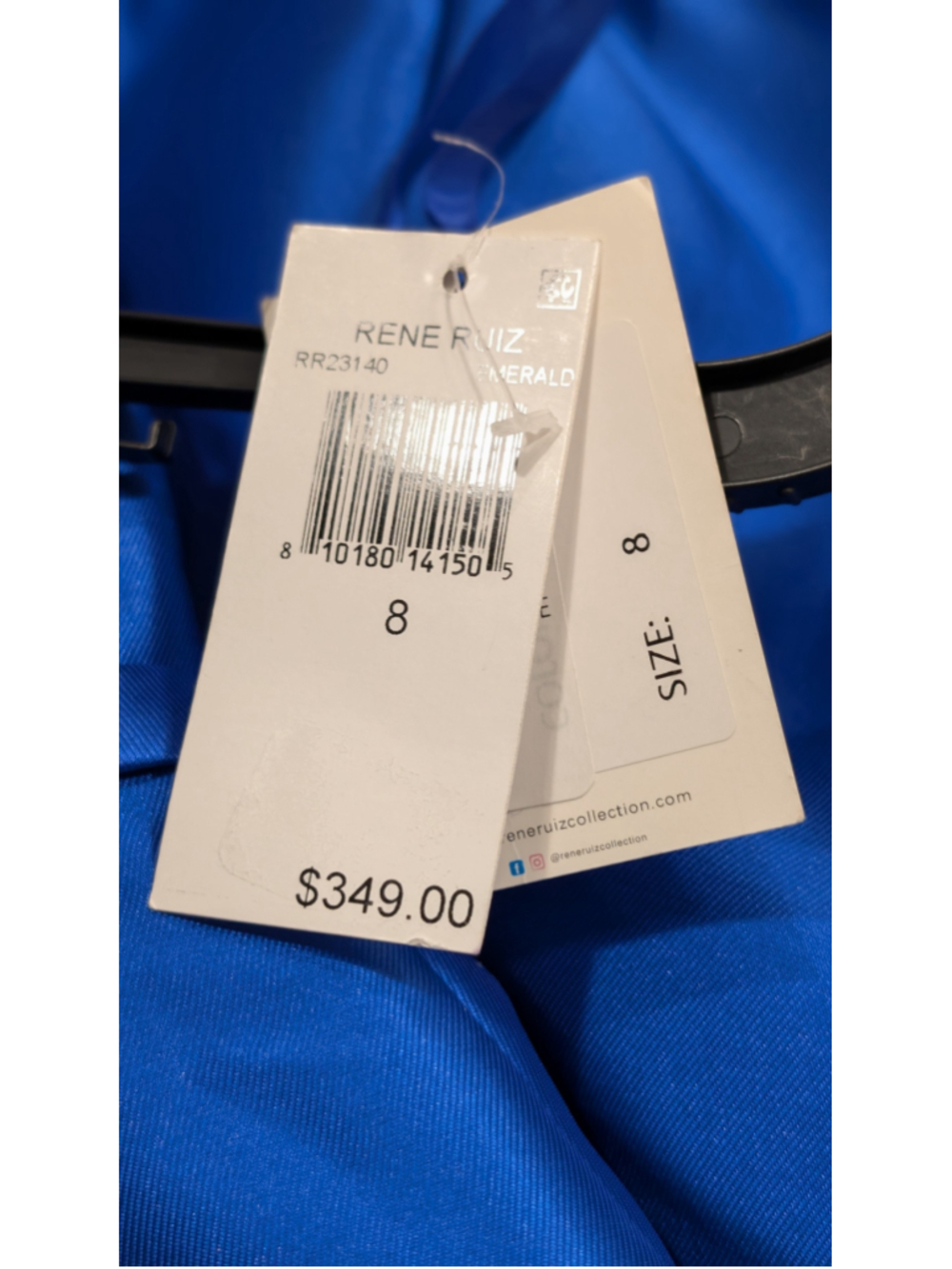NWT Rene Ruiz Collection Blue Satin Embellished Formal Gown Size 8 $349 - Picture 14 of 16